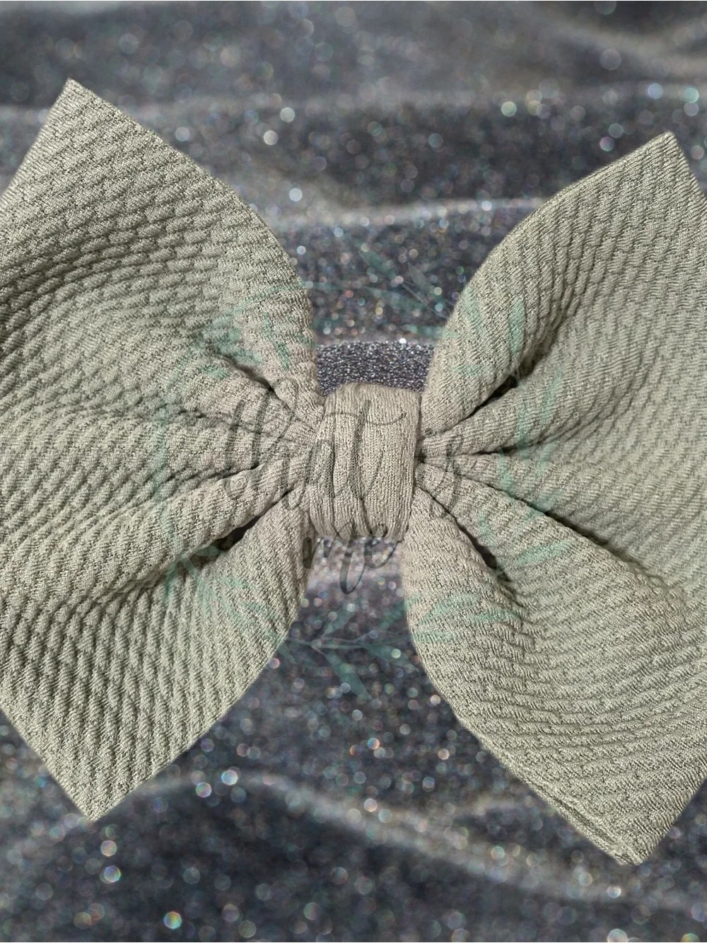 Dusty Green Fabric Kids Hair Bow Small